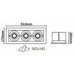 Foco Kardan PRO2 empotrar para 3 Lámpara AR111/QR111 Blanco, Gris ó Negro H182mm